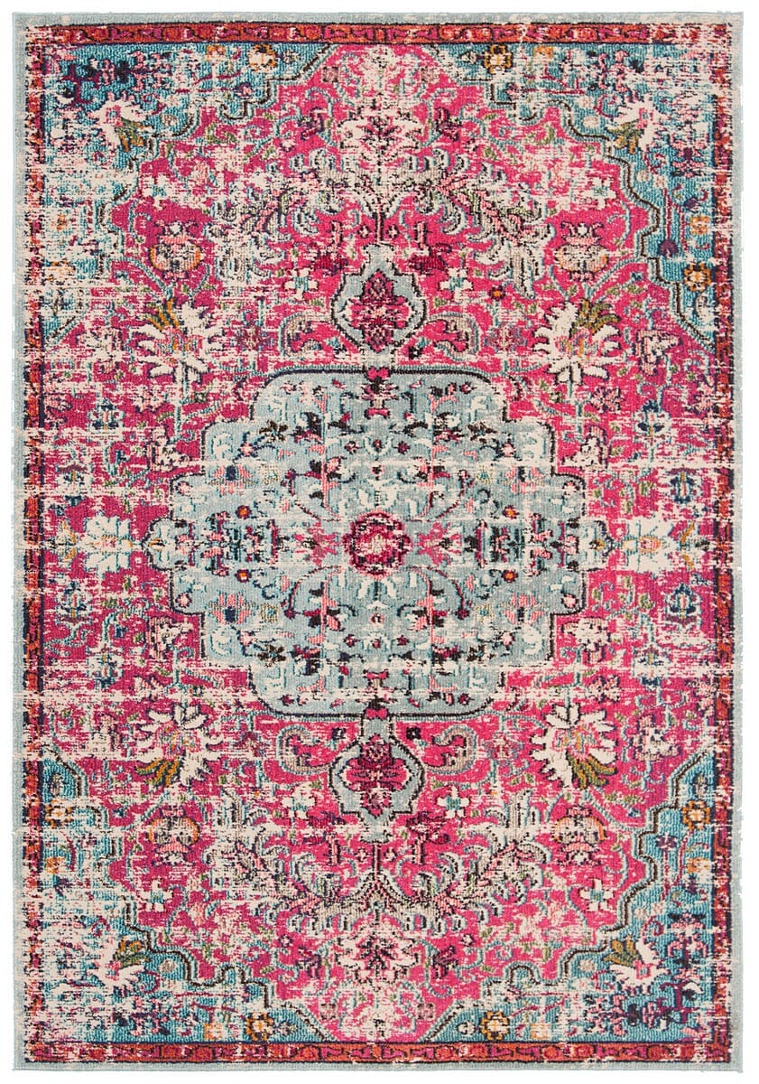 Safavieh Madison Mad447R Fuchsia / Teal Vintage / Distressed Area Rug