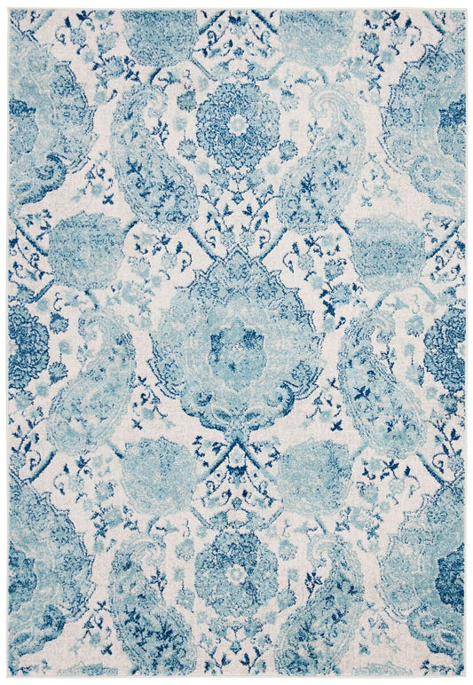 Safavieh Madison Mad600E Cream / Turquoise Damask Area Rug