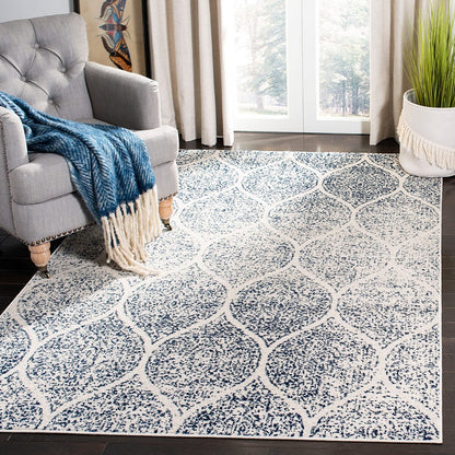 Safavieh Madison Mad604A Cream / Royal Blue Damask Area Rug