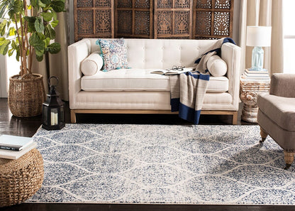 Safavieh Madison Mad604A Cream / Royal Blue Damask Area Rug