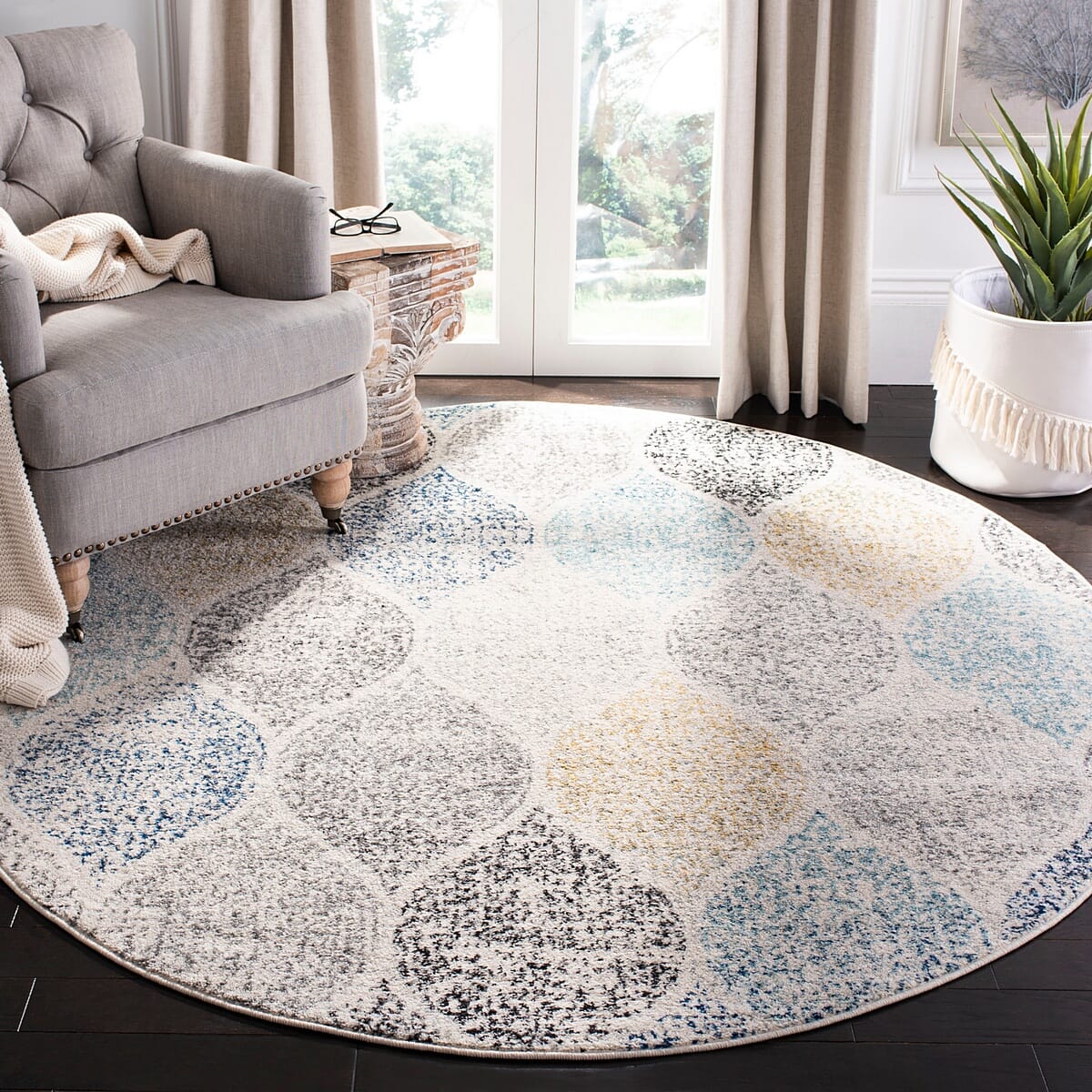 Safavieh Madison Mad604D Ivory / Blue Damask Area Rug