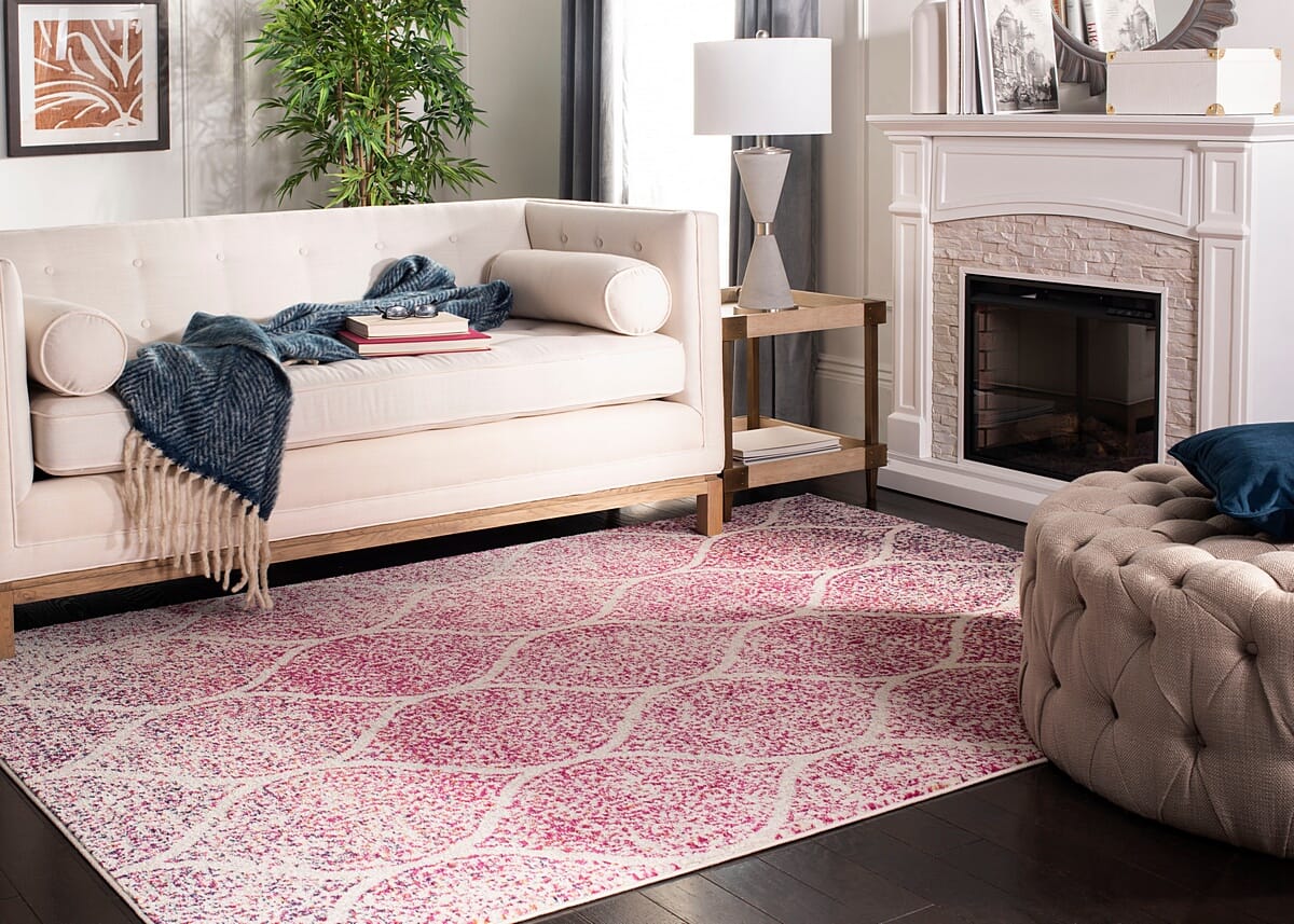 Safavieh Madison Mad604R Cream / Fuchsia Damask Area Rug