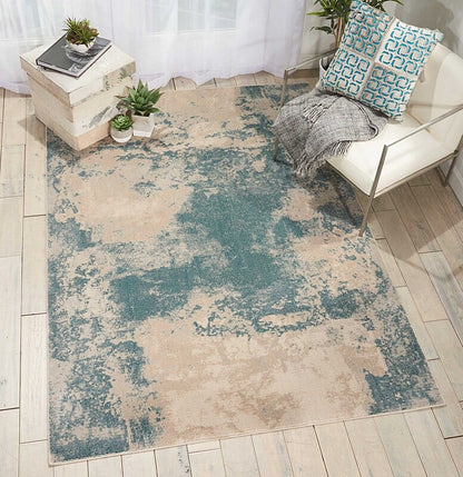 Nourison Maxell Mae13 Ivory / Teal Organic / Abstract Area Rug