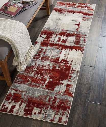 Nourison Maxell Mae14 Ivory Red Organic / Abstract Area Rug