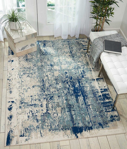 Nourison Maxell Mae16 Ivory Blue Organic / Abstract Area Rug