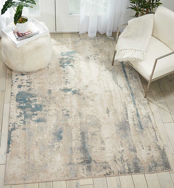 Nourison Maxell Mae17 Ivory / Teal Organic / Abstract Area Rug