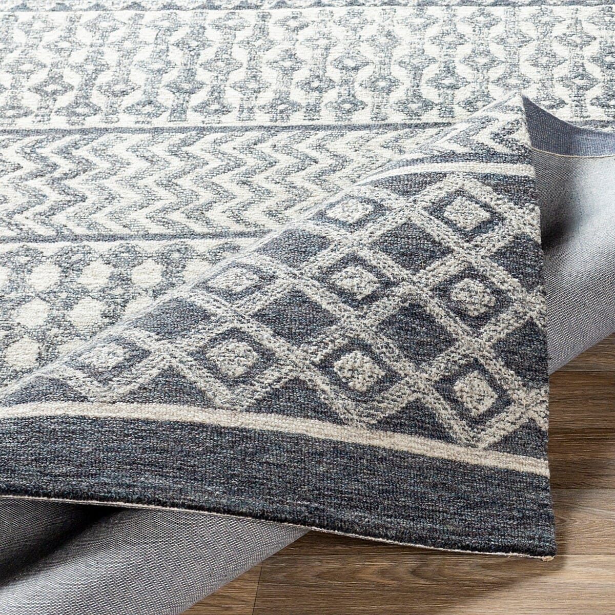 Surya Maroc Mar-2305 Charcoal, Teal, Medium Gray, Cream Moroccan Area Rug