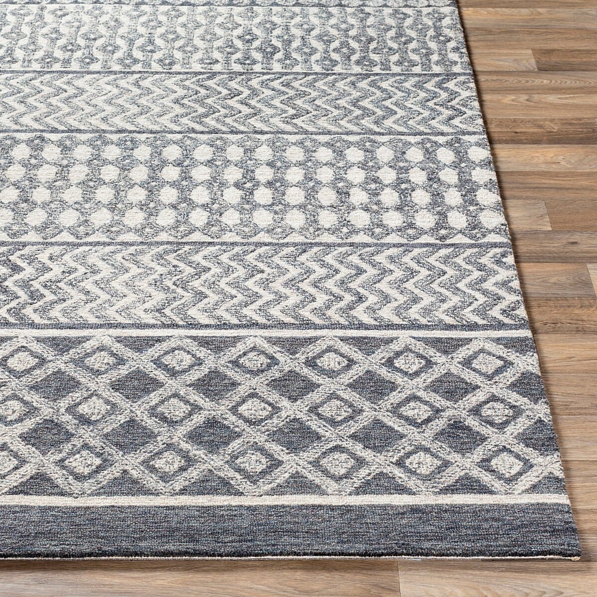 Surya Maroc Mar-2305 Charcoal, Teal, Medium Gray, Cream Moroccan Area Rug