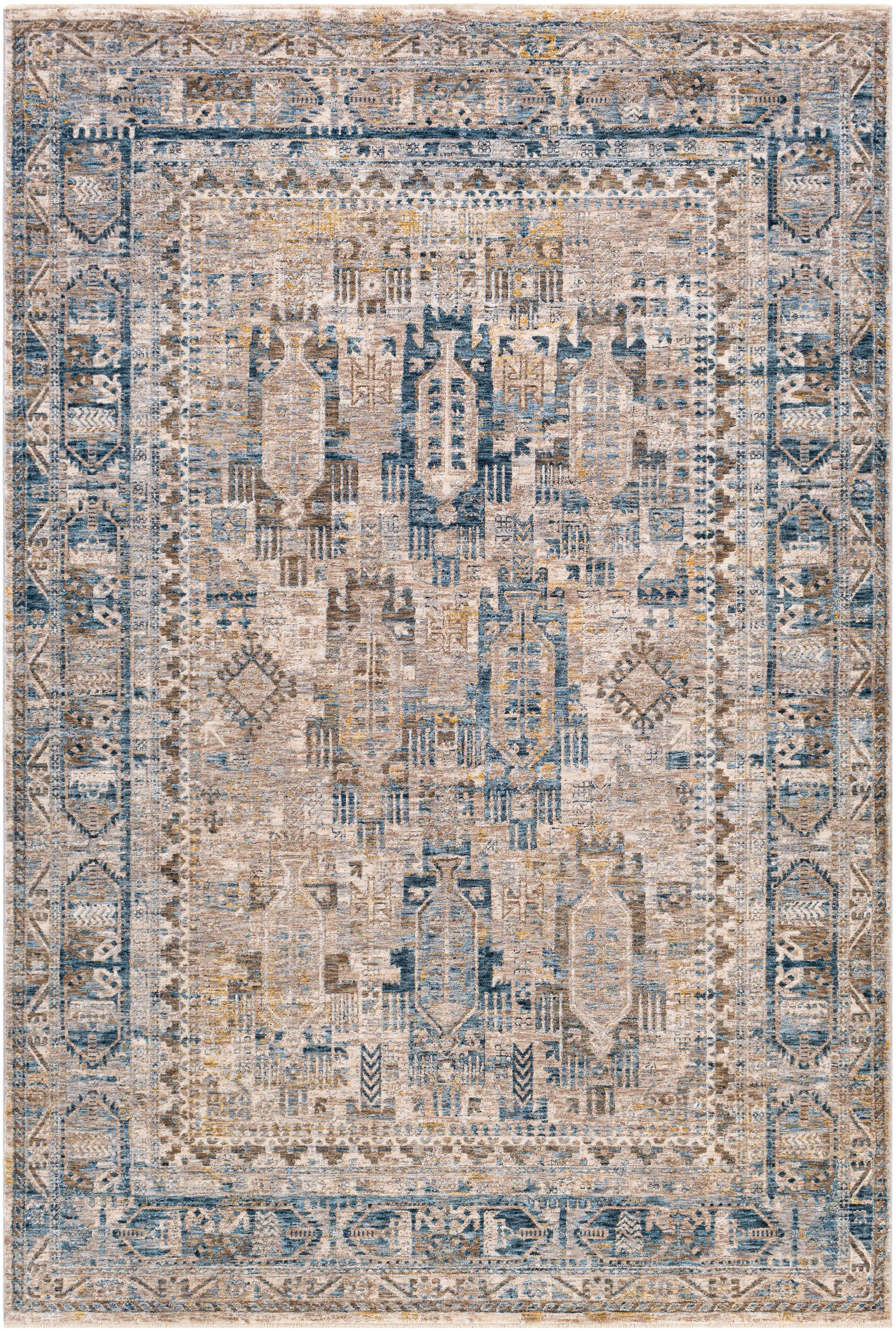 Surya Mirabel Mbe-2302 Navy, Denim, Cream, Dark Brown Area Rug