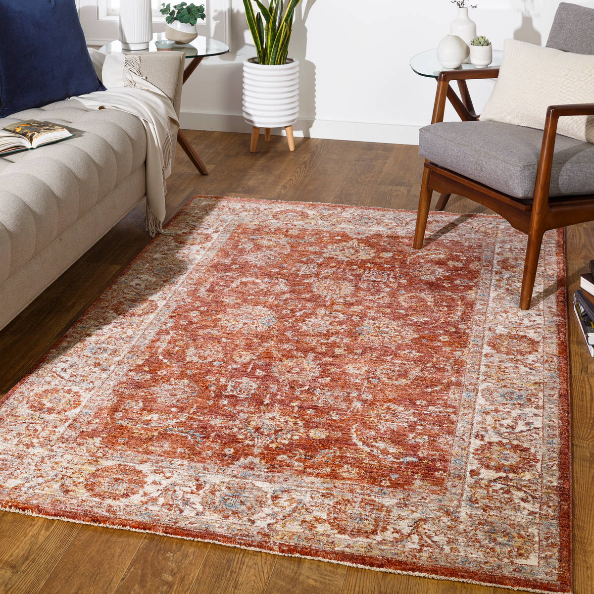 Surya Mirabel Mbe-2307 Burnt Orange, Rose, Teal, Olive Area Rug