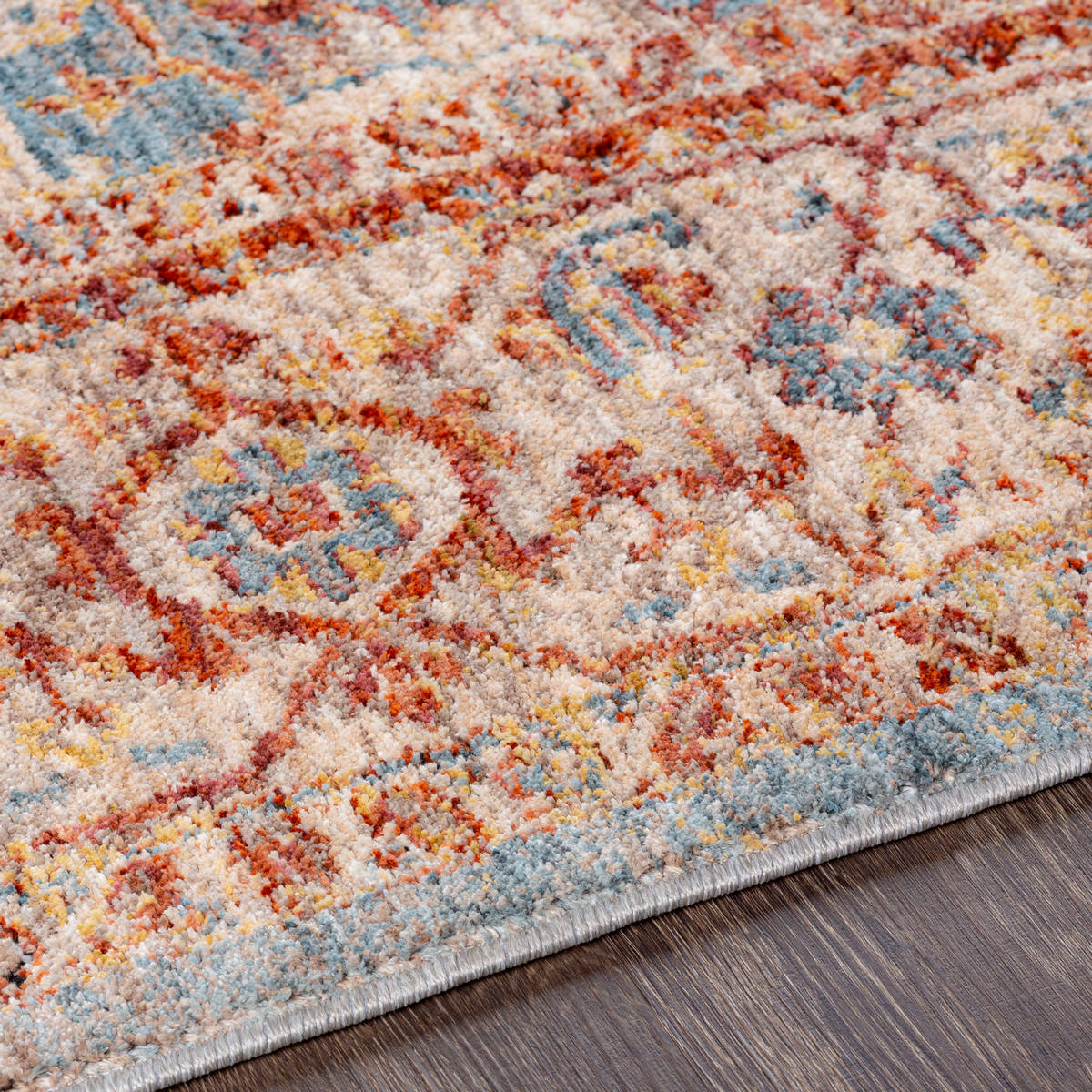 Surya Mirabel Mbe-2310 Teal, Aqua, Medium Gray, Burnt Orange Area Rug