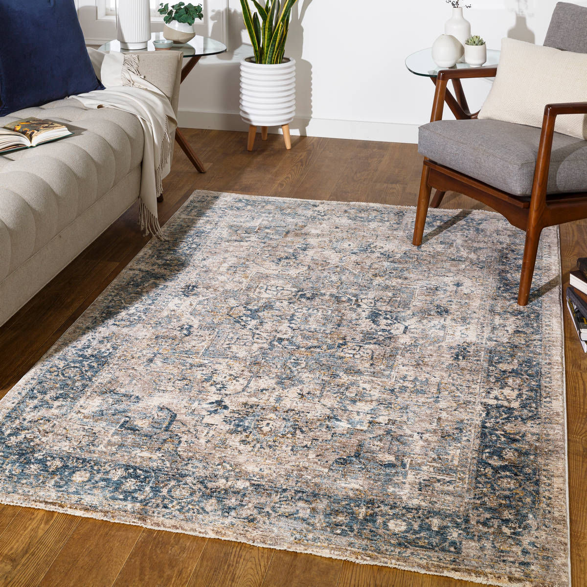 Surya Mirabel Mbe-2312 Teal, Aqua, Mustard, Taupe Area Rug