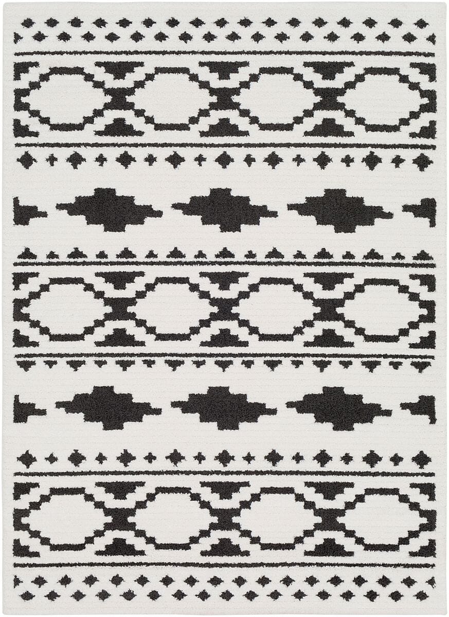 Surya Moroccan Shag Mcs-2305 Black, Charcoal, White Moroccan Area Rug