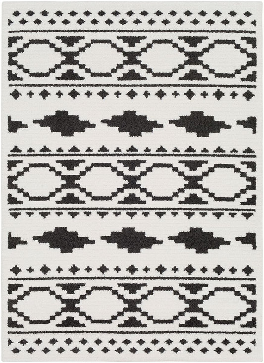 Surya Moroccan Shag Mcs-2305 Black, Charcoal, White Moroccan Area Rug