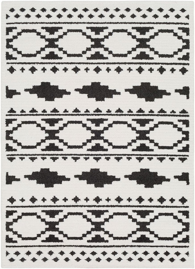 Surya Moroccan Shag Mcs-2305 Black, Charcoal, White Rugs.
