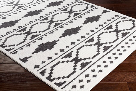 Surya Moroccan Shag Mcs-2305 Black, Charcoal, White Rugs.