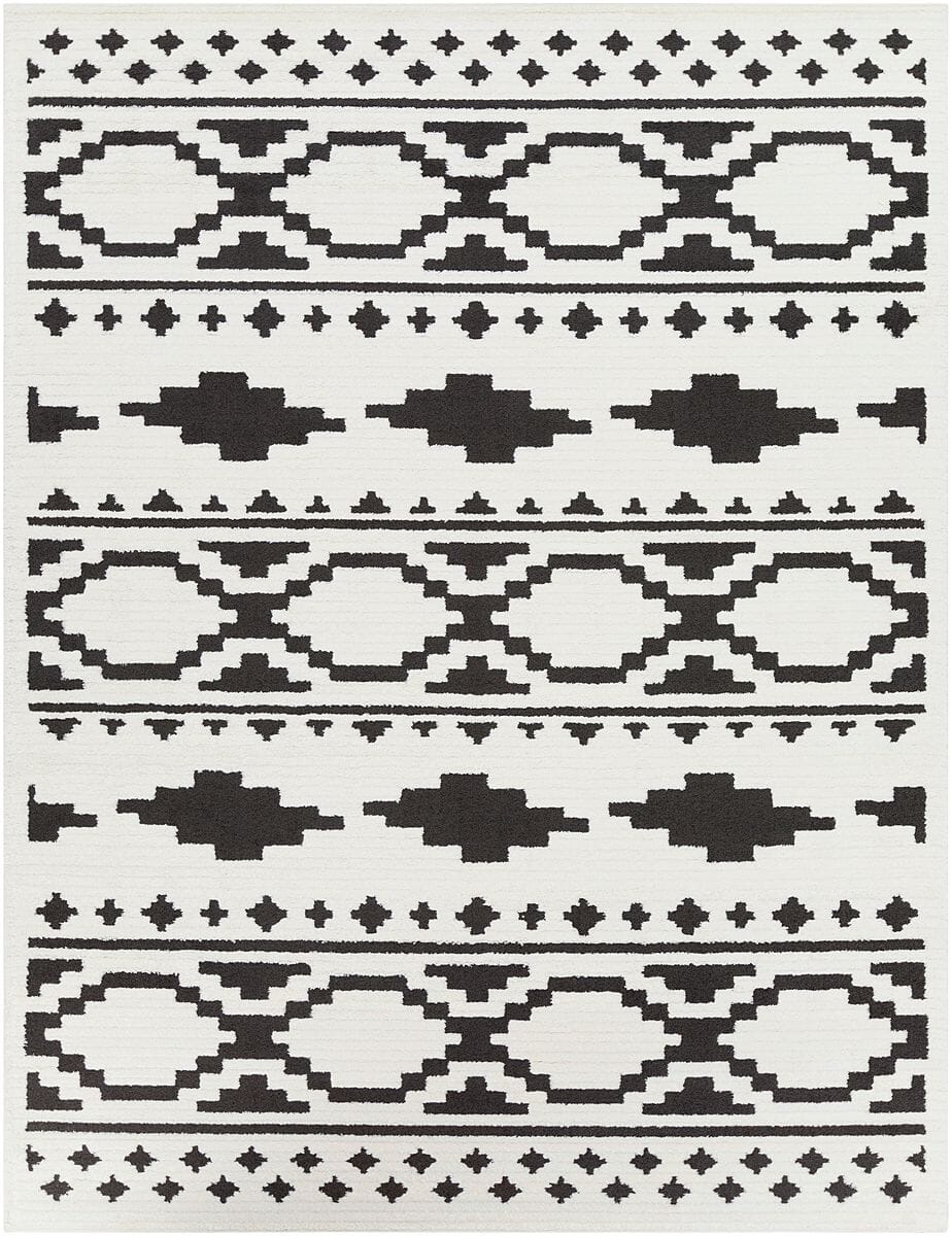 Surya Moroccan Shag Mcs-2305 Black, Charcoal, White Moroccan Area Rug