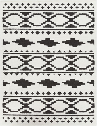 Surya Moroccan Shag Mcs-2305 Black, Charcoal, White Moroccan Area Rug