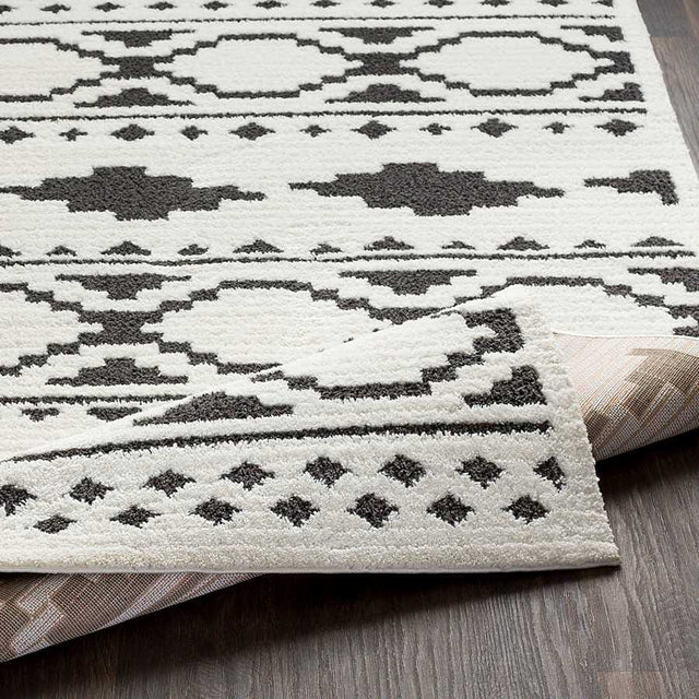 Surya Moroccan Shag Mcs-2305 Black, Charcoal, White Rugs.