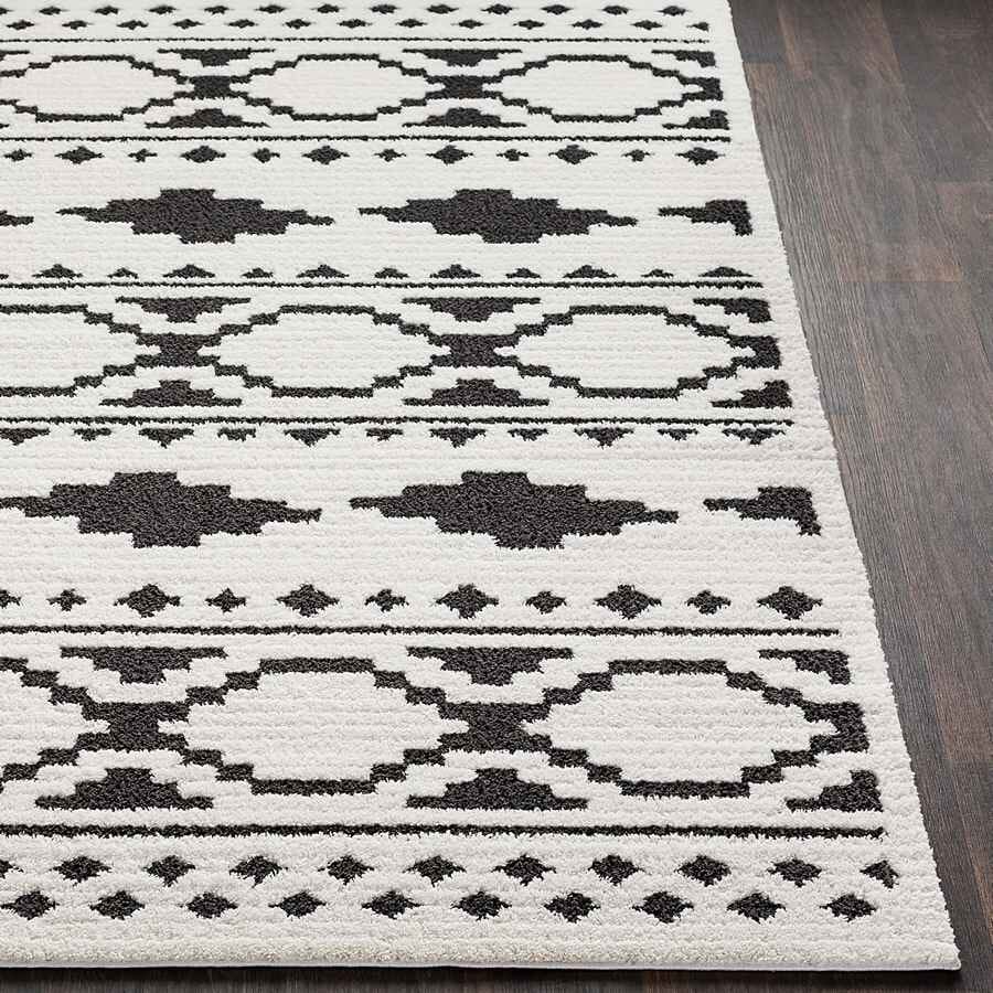 Surya Moroccan Shag Mcs-2305 Black, Charcoal, White Rugs.