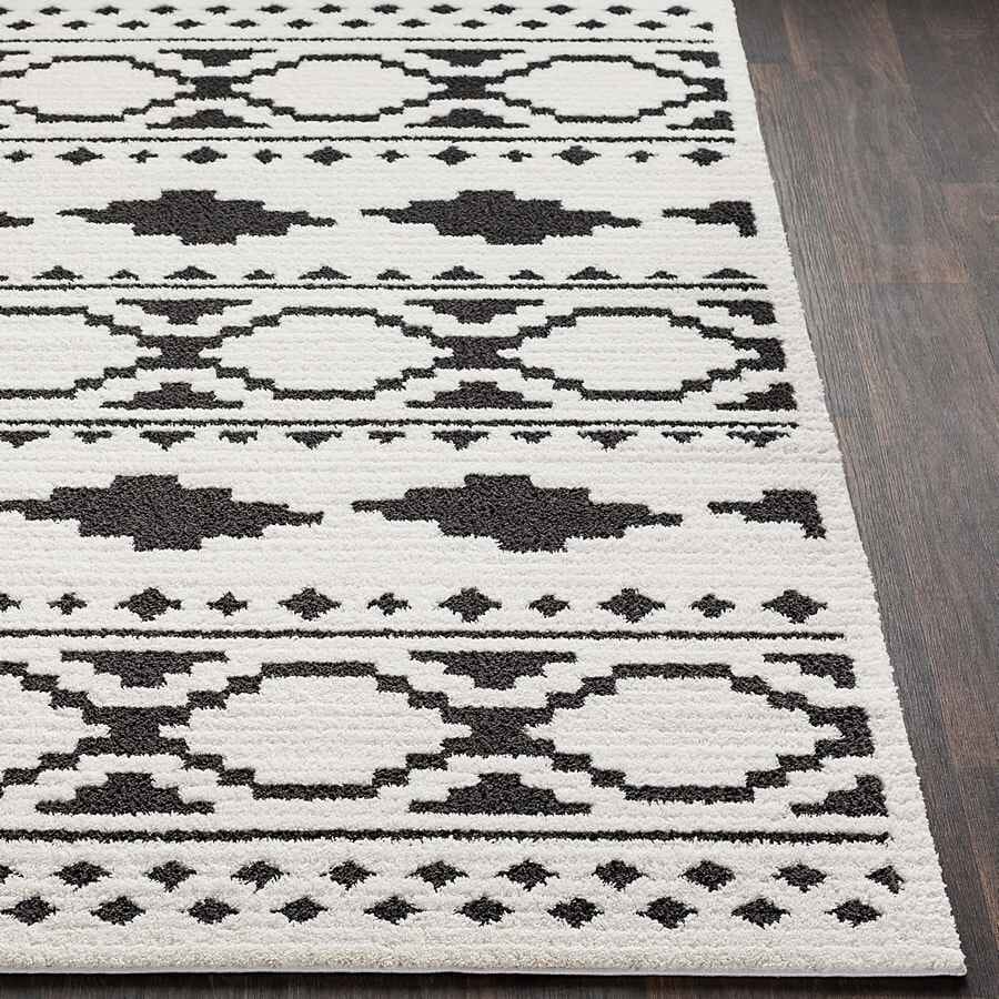 Surya Moroccan Shag Mcs-2305 Black, Charcoal, White Moroccan Area Rug