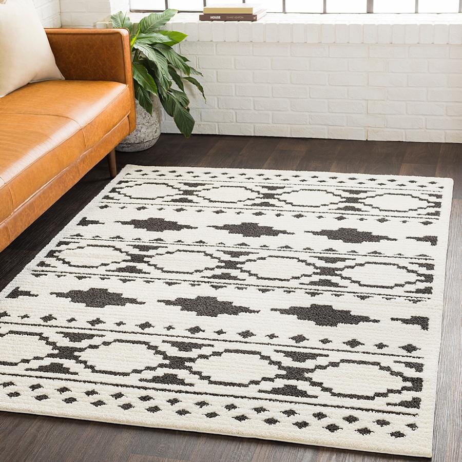 Surya Moroccan Shag Mcs-2305 Black, Charcoal, White Moroccan Area Rug