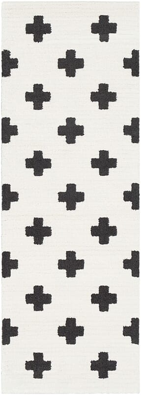 Surya Moroccan Shag Mcs-2306 Black, Charcoal, White Damask Area Rug