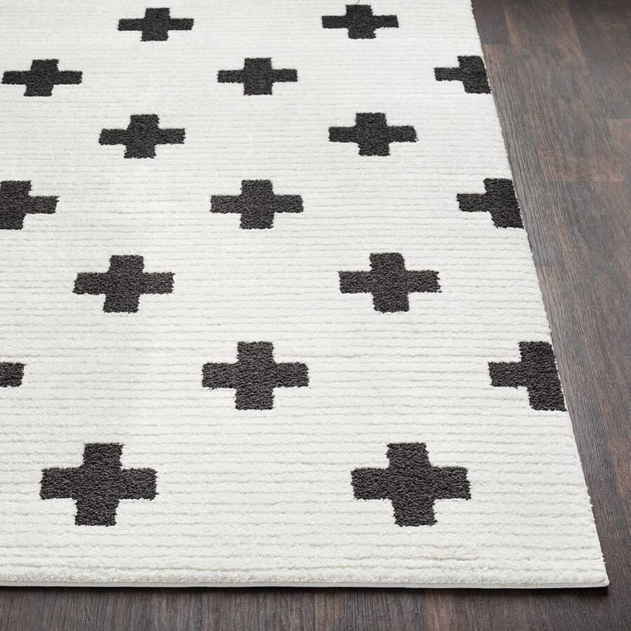 Surya Moroccan Shag Mcs-2306 Black, Charcoal, White Damask Area Rug