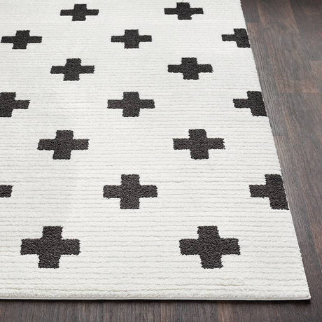 Surya Moroccan Shag Mcs-2306 Black, Charcoal, White Rugs.