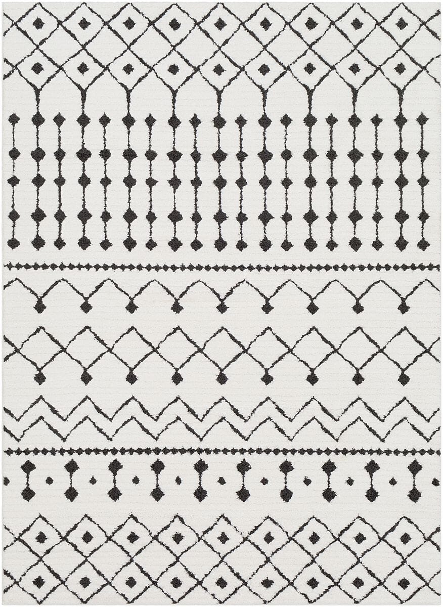 Surya Moroccan Shag Mcs-2309 Black, Charcoal, White Moroccan Area Rug