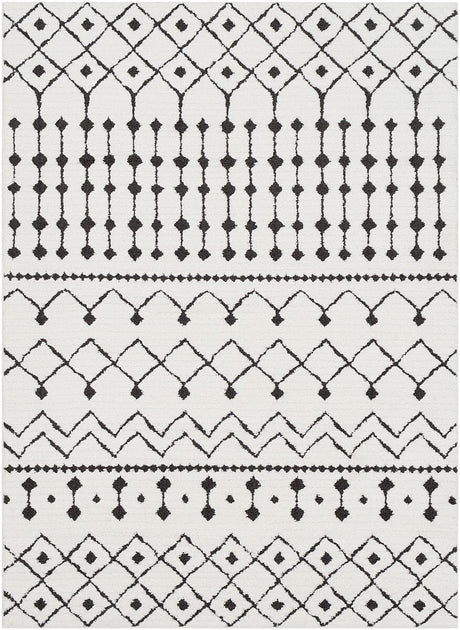 Surya Moroccan Shag Mcs-2309 Black, Charcoal, White Rugs.