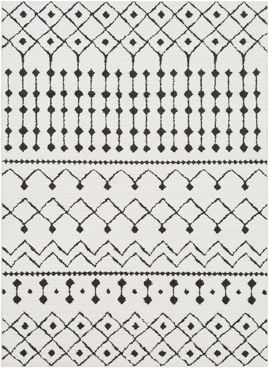 Surya Moroccan Shag Mcs-2309 Black, Charcoal, White Moroccan Area Rug