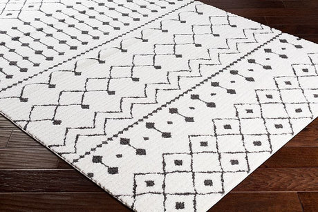 Surya Moroccan Shag Mcs-2309 Black, Charcoal, White Rugs.