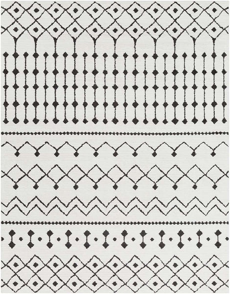Surya Moroccan Shag Mcs-2309 Black, Charcoal, White Rugs.