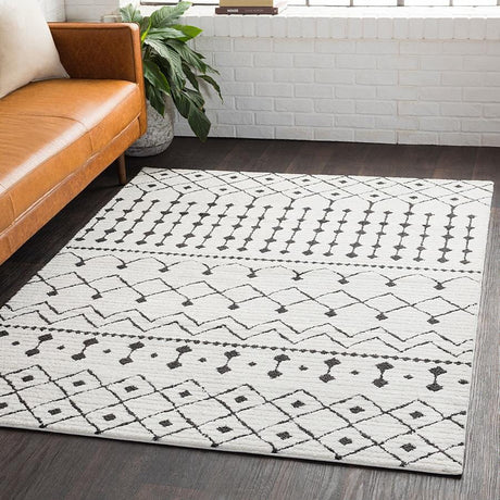 Surya Moroccan Shag Mcs-2309 Black, Charcoal, White Rugs.