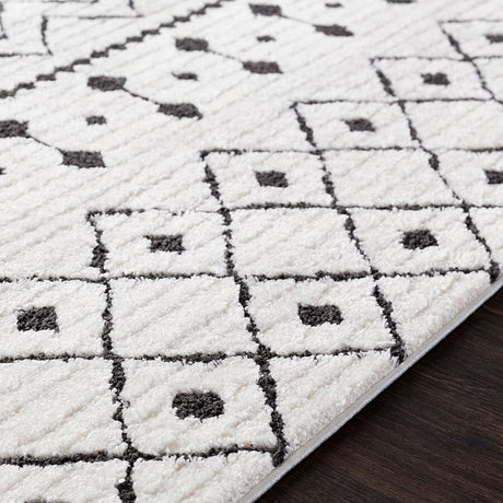 Surya Moroccan Shag Mcs-2309 Black, Charcoal, White Rugs.