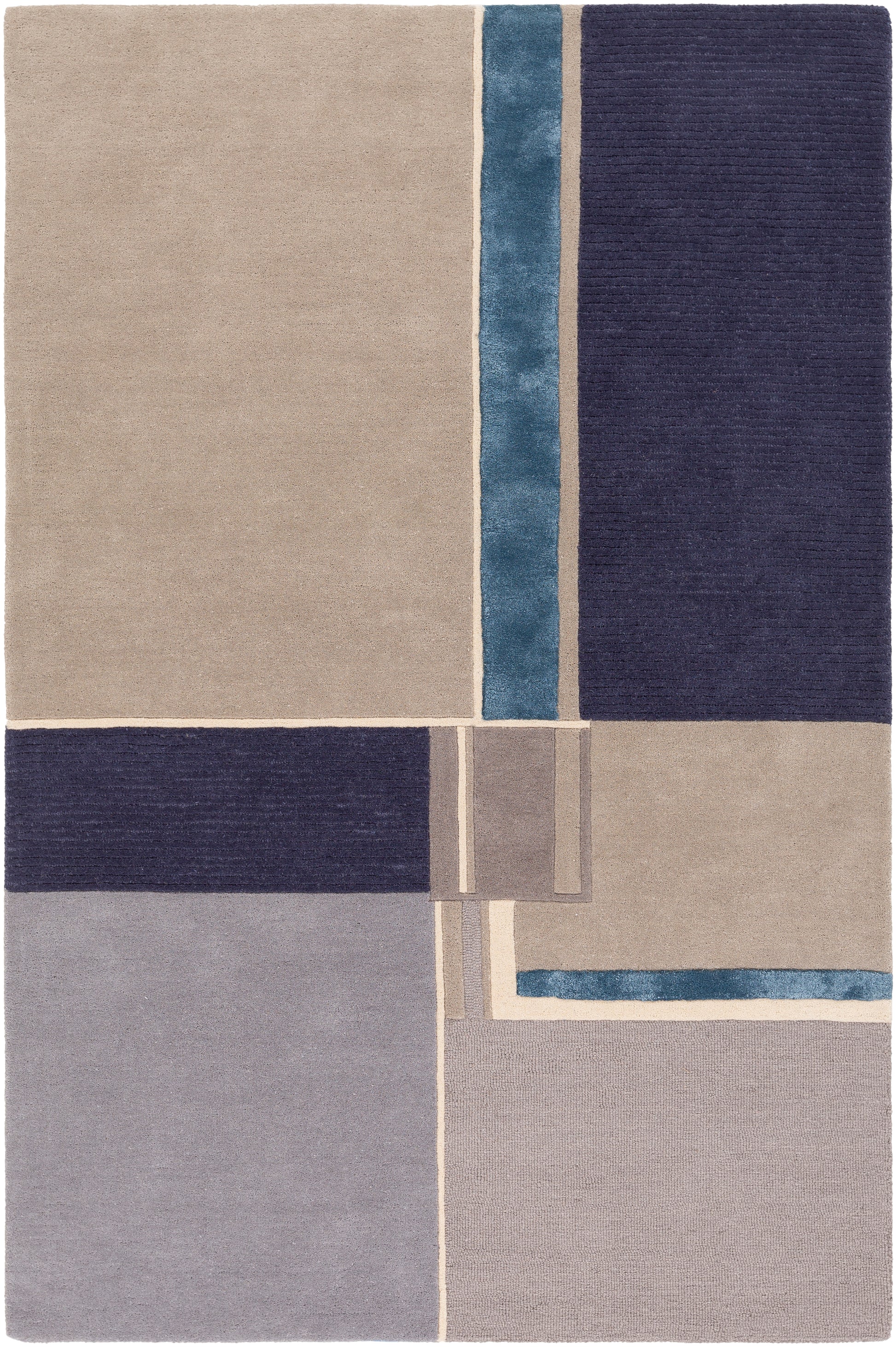 Surya Mid Century Mcy-2302 Navy, Bright Blue, Charcoal, Medium Gray Area Rug