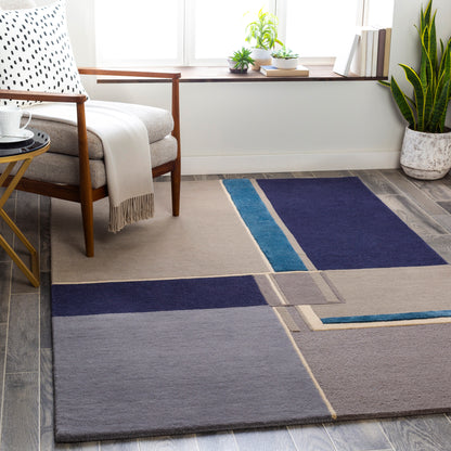 Surya Mid Century Mcy-2302 Navy, Bright Blue, Charcoal, Medium Gray Area Rug