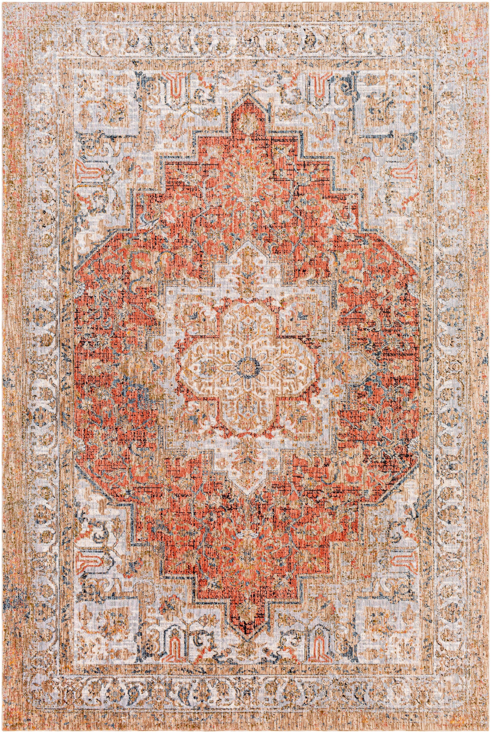 Surya Merit Mei-2304 Burnt Orange, Tan Area Rug