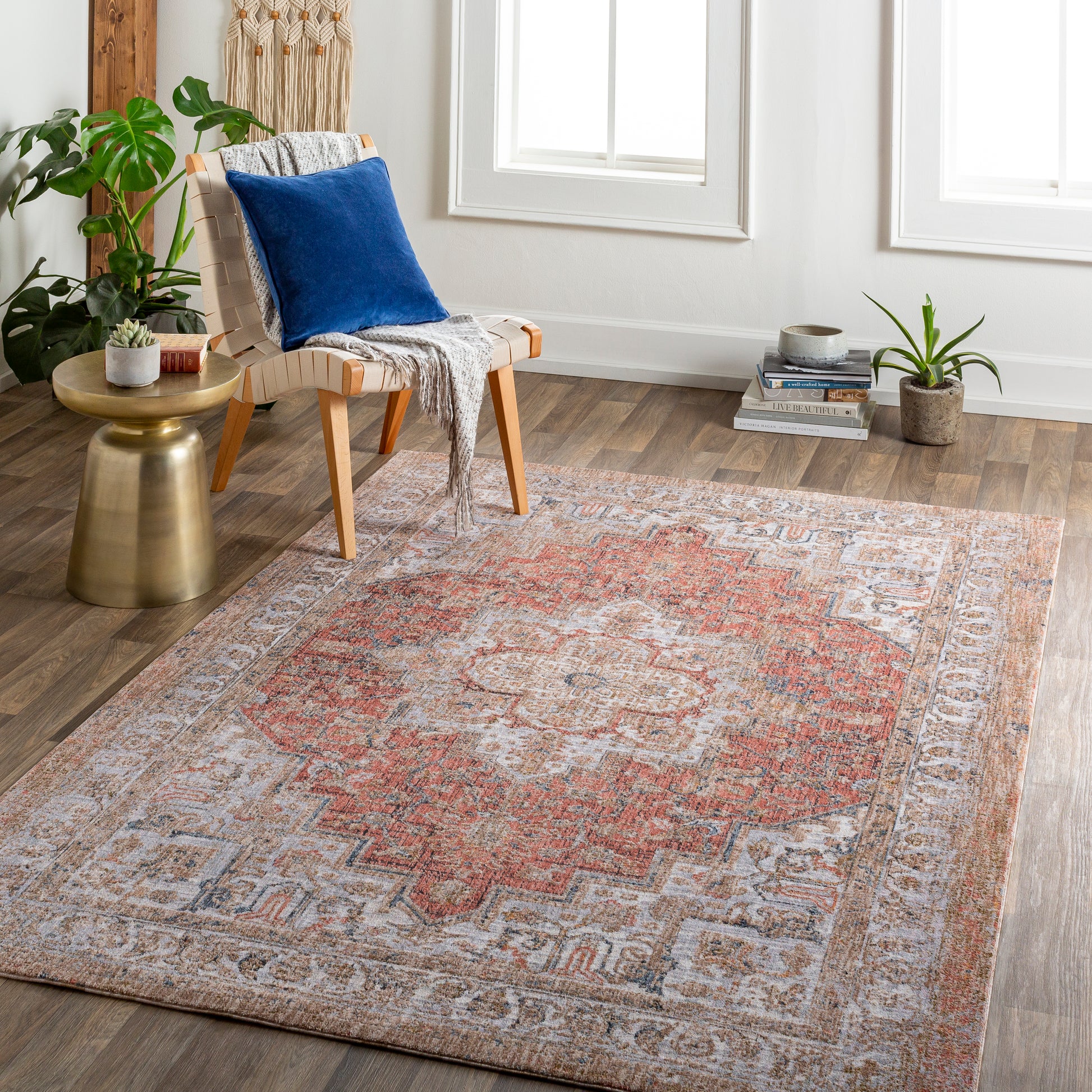 Surya Merit Mei-2304 Burnt Orange, Tan Area Rug