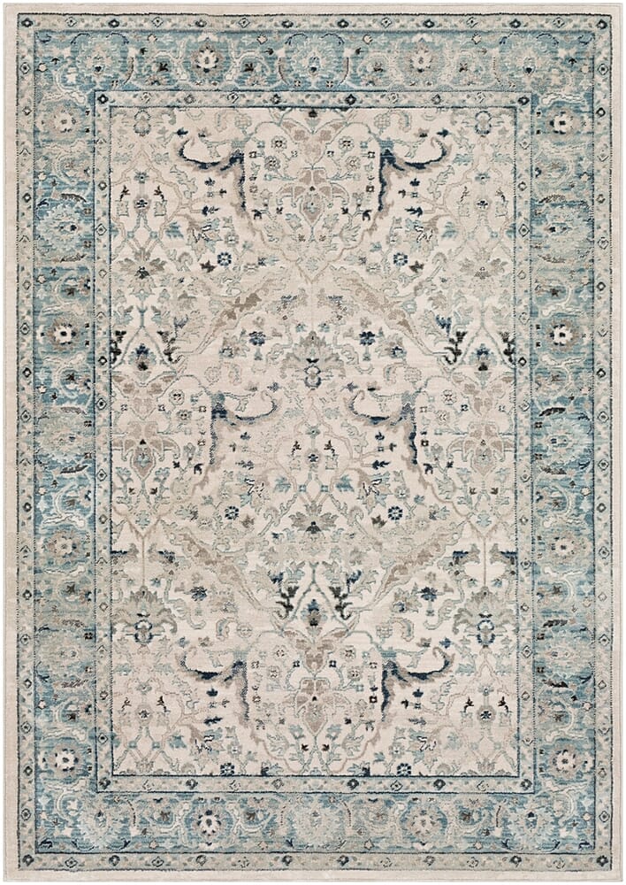 Surya Mesopotamia Mep-2304 Medium Gray, Teal, Ivory, Navy Area Rug