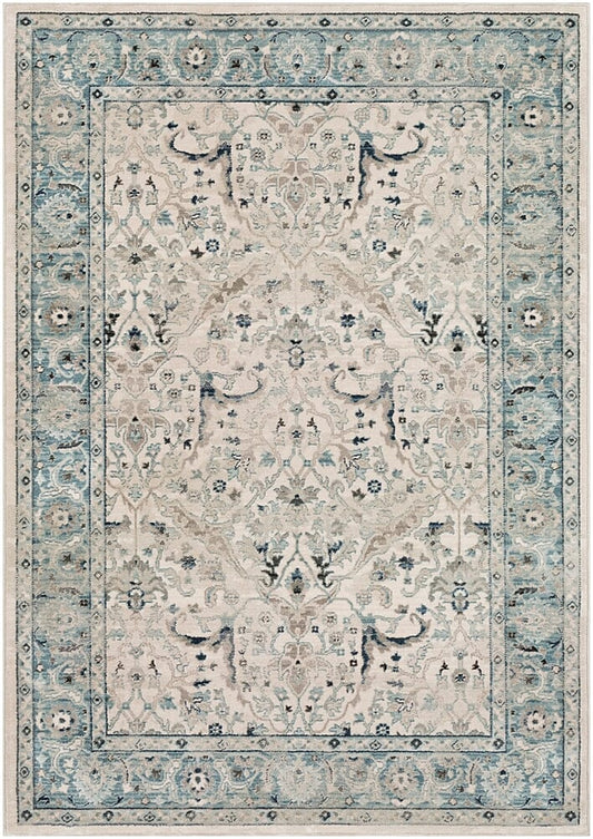 Surya Mesopotamia Mep-2304 Medium Gray, Teal, Ivory, Navy Area Rug