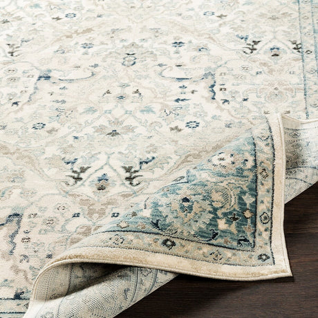 Surya Mesopotamia Mep-2304 Medium Gray, Teal, Ivory, Navy Rugs.