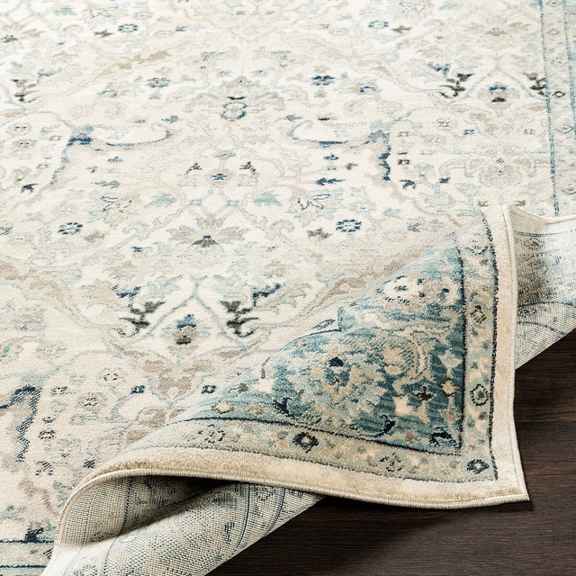 Surya Mesopotamia Mep-2304 Medium Gray, Teal, Ivory, Navy Rugs.