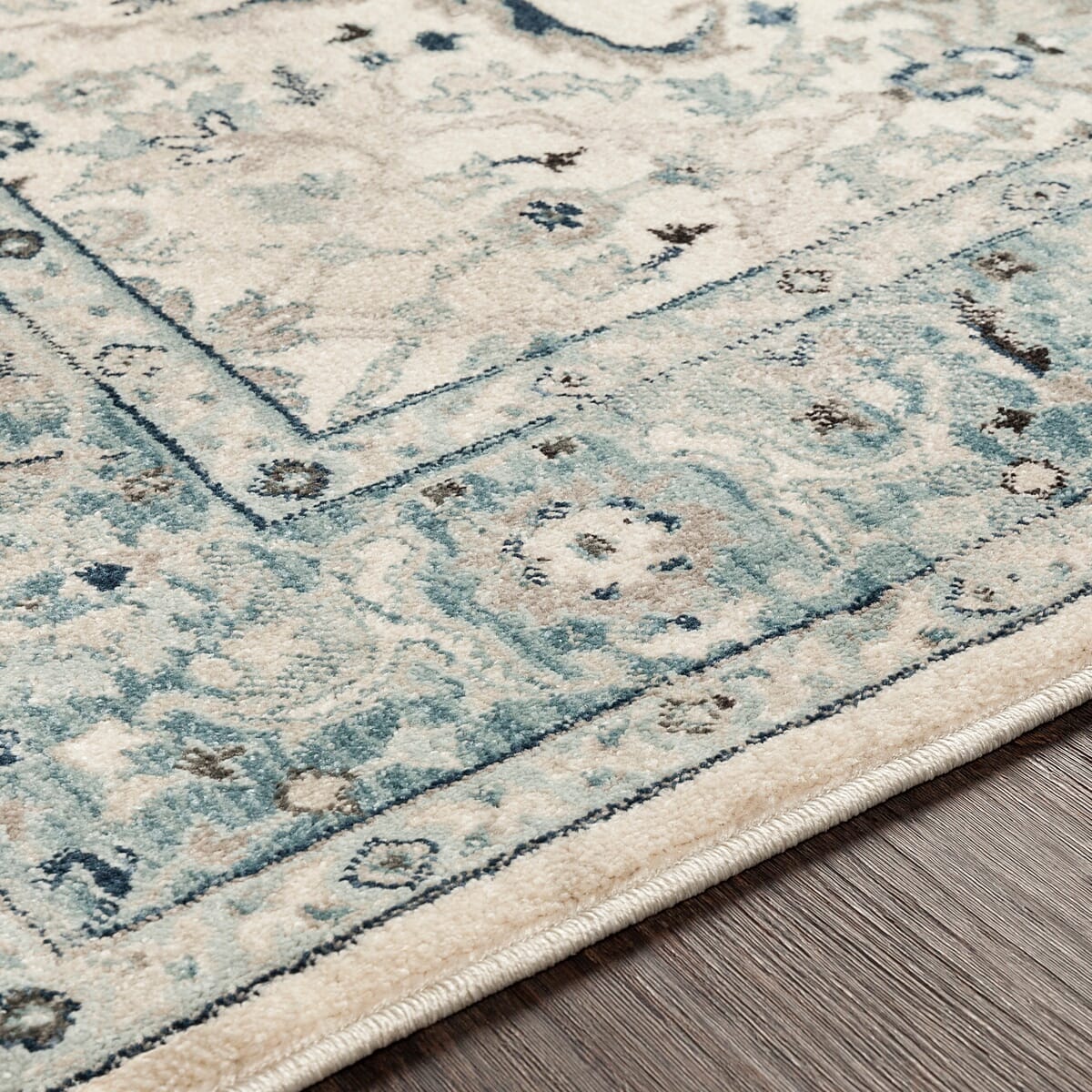 Surya Mesopotamia Mep-2304 Medium Gray, Teal, Ivory, Navy Rugs.