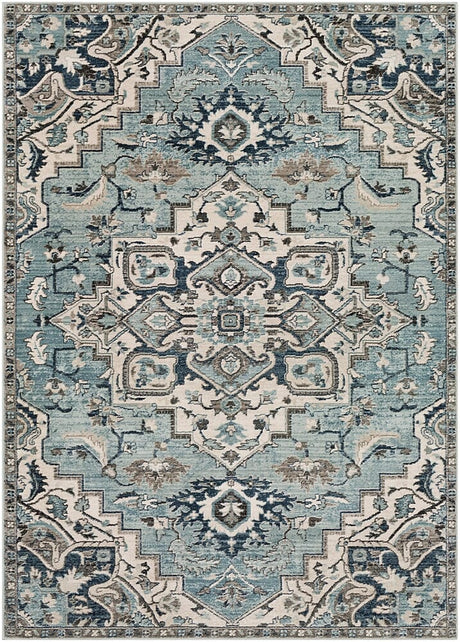 Surya Mesopotamia Mep-2311 Medium Gray, Teal, Denim, Navy Rugs.