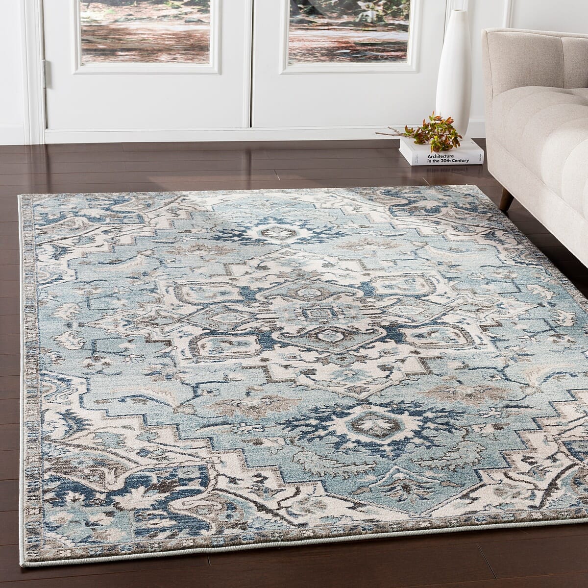 Surya Mesopotamia Mep-2311 Medium Gray, Teal, Denim, Navy Area Rug