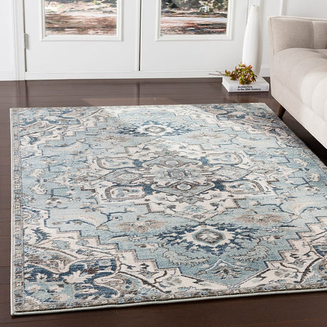 Surya Mesopotamia Mep-2311 Medium Gray, Teal, Denim, Navy Rugs.