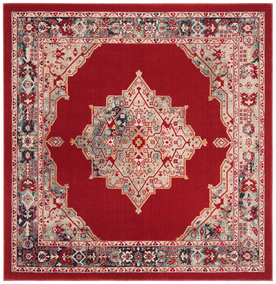 Safavieh Merlot Mer312Q Red / Aqua Area Rug