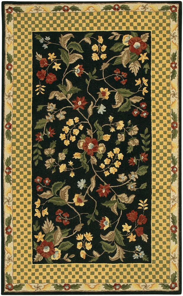 Chandra Metro met-532 Black Floral / Country Area Rug